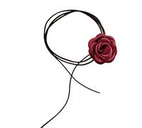 Hao Wu Xuan Romantic Gothic Phantom Flower Clavicle Chain Necklace for Women Ladies Korean Fashion Adjustable Rope Choker Y2K Accessories