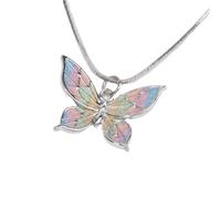 Hao Wu Xuan Rope chain INS Trendy Colorful Dripping Oil Butterfly Animal Pendant Necklace For Women Charm Clavicle Snake Bone Chain Choker Jewelry Gift gift