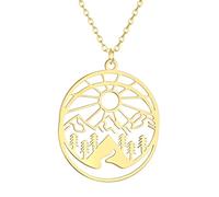 Hao Wu Xuan Rope chain Nature Jungle Necklace Women Female Minimalist Jewelry Sun Tree Mountain synthesis Pendant Necklace gift