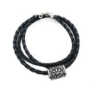 Hao Wu Xuan Rope chain Nostalgia Runic Runes Beads Valknut Trinity Leather Viking Bracelet Vikingos Jewelry Slavic Men Women Accessories gift