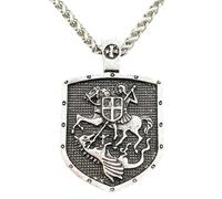 Hao Wu Xuan Rope chain Nostalgia St. George Slay Dragon Protect Us Saint Shield Talisman Protection Cross Medal Amulet Vintage Necklace Men gift