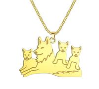 Hao Wu Xuan Rope chain synthesis Punk Wolf Necklace For Women Men Wolf Pendant With Three Pups Vintage Necklace Gift gift