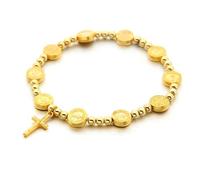 Hao Wu Xuan Saint Benedict Round Beads Cross Pendant Women Bracelet Man Catholic Christian Jewelry Accessories Party Gifts