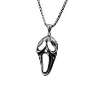 Hao Wu Xuan Screaming Skeleton Pendant Necklace Women Men Vintage Hip Hop Punk Skull Face Stainless Steel Chain Fashion Streetwear Jewelry