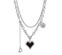 Hao Wu Xuan Senior Fashion Women Heart Pendant Necklaces Fine Double Link Neck Chain Necklaces Heart Party Necklace 2023 Jewelry Gift