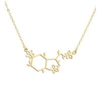 Hao Wu Xuan Serotonin Molecule Chemistry Polygon Pendant Necklace For Women Happy Hormone Molecule Necklace Stainless Steel Jewelry