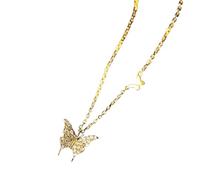 Hao Wu Xuan Shining Gold Color Butterfly Pendant Necklace Lady Aesthetic Jewelry for Wedding Ceremony Bright Accessories