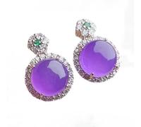 Hao Wu Xuan silver inlaid crystal natural chalcedony ice seed violet egg noodle flower earrings exquisite Showy ladies jewelry