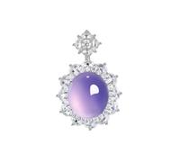 Hao Wu Xuan silver inlaid diamonds natural chalcedony violet pendant necklace sweet original collar chain wedding fine jewelry gift