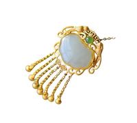 Hao Wu Xuan silver inlaid natural Hetian Jasper Pendant Necklace Chinese classical palace style gilded light luxury charm women's jewelry
