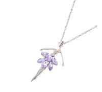 Hao Wu Xuan Simple and Elegant Dancing Ball Head Girl in Purple Dress Exquisite Pendant Necklace as a Gift for Friends