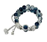 Hao Wu Xuan Simple Beads Crystal Bracelet for Women Sweet Star Moon Chain Pendant Charm Bracelets Jewelry Valentine's Day Gift Bracelets