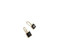 Hao Wu Xuan Simple Black White Square Crystal Pendant Small Earrings 2024 Girls Unusual Hook Earrings Korean Jewelry for Woman