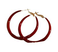 Hao Wu Xuan Simple Exquisite Fashion Wild Big Red Circle Earrings Niche Jewelry Senior Sense Earrings for Women