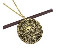 Hao Wu Xuan Simple Fashion Niche Pirates of The Caribbean Necklace Jack Sparrow Aztec Skull Skull Pendant Coin Medallion Vintage Accessories