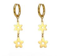 Hao Wu Xuan Six and Five Petal Flower Pendant Earrings for Women Girl Stainless Steel Jewelry Valentine's Day Gift
