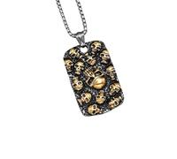 Hao Wu Xuan Skulls Pendant Men Hell Skeleton Necklace Military Card Stainless Steel Chain Rock Punk for Biker Male Jewelry Gift