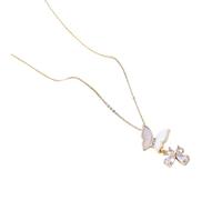 Hao Wu Xuan Small niche design tassel butterfly necklace for women, with a light luxury and versatile design, made of mother of pearl zircon