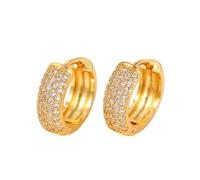 Hao Wu Xuan Sparkling Gold Color Ear Circle Earrings for Women Fashion Versatile Hoop Earrings Daily Wear Wedding Bride Trend Jewelry