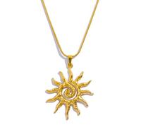 Hao Wu Xuan Spiral Sun Pendant Necklace for Women - Gold Hypoallergenic Stainless Steel, Daily Wear & Boho Gift Ideas Jewelry