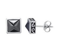 Hao Wu Xuan Square Stone Stud Earrings for Men, Waterproof Stainless Steel Geometric Earrings Gift for Male Boys