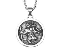 Hao Wu Xuan St Necklace Pray Pendants 316L Stainless Steel Powerful Amulet Men Chain Rock Retro for Biker Male Jewelry Xmas Gift