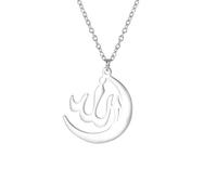 Hao Wu Xuan Stainless Steel Arabic God Pendant Necklaces for Women Men Chain Necklace Jewelry Gift