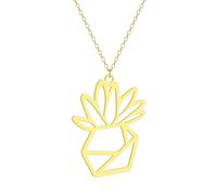 Hao Wu Xuan Stainless Steel Artistical Origami Flower Pendant Necklace For Women Men Personality Charm Party Jewelry