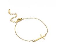 Hao Wu Xuan Stainless Steel Bracelet For Women Man Cross Gold Color Pulseira Feminina Lover's Engagement Jewelry