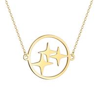Hao Wu Xuan Stainless Steel Cute Star Round Pendant Necklace Fashion Women Men Jewelry Birthday Gift Accessory