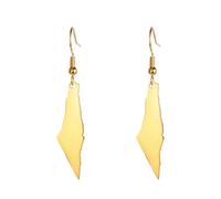Hao Wu Xuan Stainless Steel Earrings Israel Palestine Map Drop Earrings For Women Men Country Geography Jewelry Gift