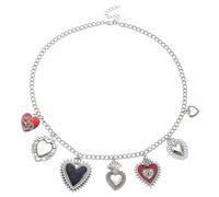 Hao Wu Xuan Stainless Steel Enamel Red Black Sacred Heart Pendant Necklace for Women Amulet God Crown Chain Christian holic Jewelry