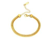 Hao Wu Xuan Stainless Steel Gold Color Double Spell Thick Twist Chain Bracelet Female Simple Temperamental Jewelry
