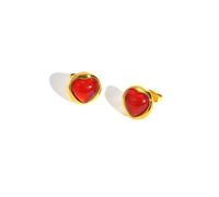 Hao Wu Xuan Stainless Steel Heart Earrings for Women, Dainty Gold Plated Small Stud Earrings, Waterproof Romantic Fashion Jewelry Gift