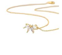 Hao Wu Xuan Stainless Steel Horse's eye Zircon Four-Leaf Petal Necklaces for Women Choker Accessory Girl Party Jewelry Gift
