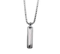Hao Wu Xuan Stainless Steel Jewelry Vertical Bar Pendant Man Necklaces Silver Color Collar Simple For Dad Boyfriend Valentine's Day Gift