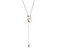 Hao Wu Xuan Stainless Steel Long Necklace Heart Pendant Adjustable Chain Sweater Jewelry for Women Accessories cadena acero inoxidable