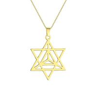 Hao Wu Xuan Stainless Steel Merkaba Star Necklace For Women Yoga Jewish Mysticism Necklace Geometric Tetrahedron Kabbalah Jewelry