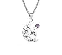 Hao Wu Xuan Stainless Steel Moon Elf Pendant Necklace for Men and Women Fashion Popular Lucky Amulet Jewelry Gift