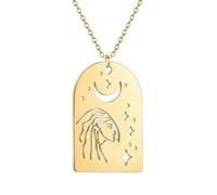 Hao Wu Xuan Stainless Steel Mysterious Moon, Stars and Goddess - Pattern Pendant Necklace For Women Men Dainty Jewelry Party Gifts