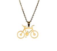 Hao Wu Xuan Stainless Steel Necklace For Women Man Classic Bicycle Gold Color Choker Pendant Necklace Engagement Jewelry Gift