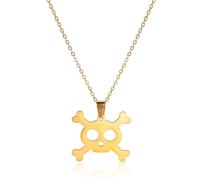 Hao Wu Xuan Stainless Steel Necklace For Women Man Lover's Skull Gold Color Silver Color Pendant Necklace Engagement Jewelry Gift