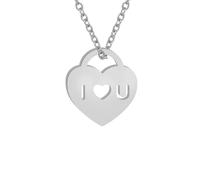 Hao Wu Xuan Stainless Steel Necklaces Love U Confession Lock Heart Key Pendants Chains Choker Necklace For Women Jewelry Party Gifts