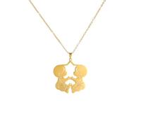 Hao Wu Xuan Stainless Steel Necklaces Two Little Boys Pendant Twins Necklace Choker for Women Men Jewelry Party Gifts