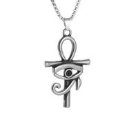 Hao Wu Xuan Stainless Steel Retro Ancient Egyptian Cross Eye of Horus Pendant Necklace Pharaoh Amulet Jewelry