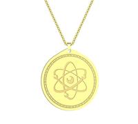 Hao Wu Xuan Stainless Steel Round Atom Pendant Necklace For Women Physics Chemistry Science Knowledge Chain Charm Jewelry Gift