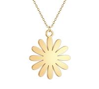 Hao Wu Xuan Stainless Steel Simple Daisy- shaped Necklace For Women Men Dainty Jewelry Party Gifts