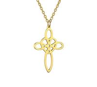 Hao Wu Xuan Stainless Steel Weave Pattern Cross Pendant Necklace For Women Man Engagement Jewelry Friend Gift