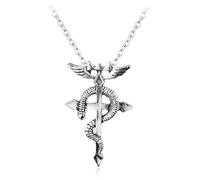 Hao Wu Xuan Statement Anime Cosplay Jewelry Fullmetal Alchemist Edward Magic Symbol Snake Cross Pendant Vintage Necklace