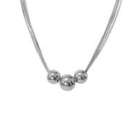Hao Wu Xuan Steel Snake Chain Necklace For Women Three Balls Pendants Smooth Beads Fashion Punk Style Party Jewelry Gifts 028
